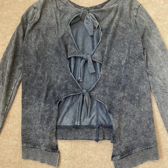 Dylan Sweatshirt Womens Small Blue Tie Back Pullover Sweater Boho 90s Y2K - Picture 7 of 8